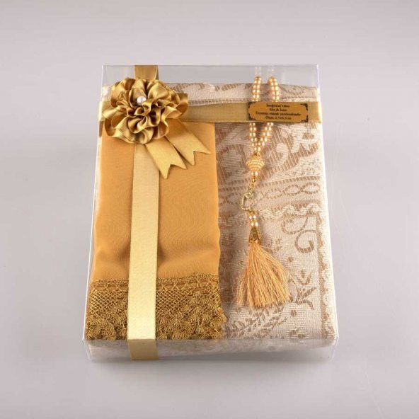 Tesbih Seccade Şal Set (Gold) ürün görseli 1
