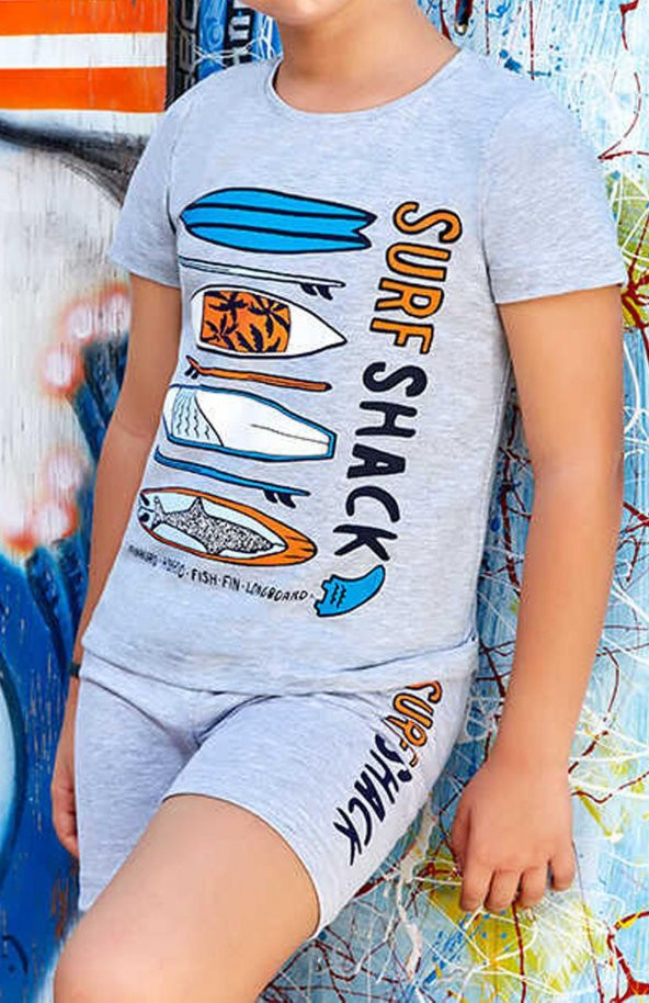 Erkek Çocuk Surf Baskılı Şort Takım Berrak-5354 ürün görseli 1