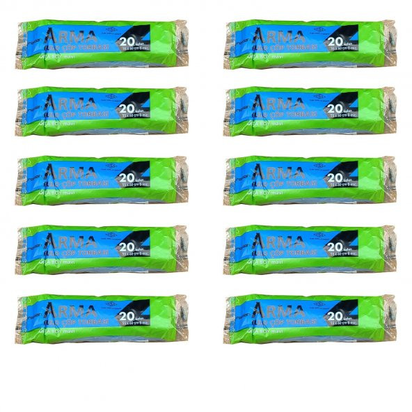 Arma Mavi Orta Boy 55 x 60 Cm. - 30 Litre Çöp Torbası Poşeti - 20 Adetlik 10 Rulo ürün görseli 1