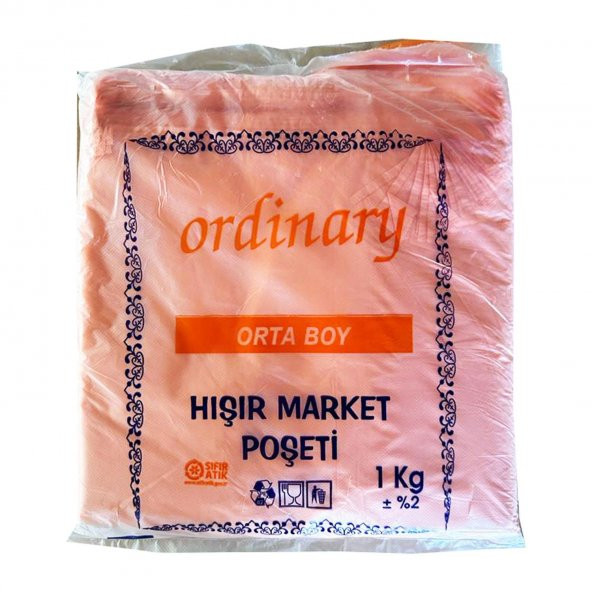 Ordinary Turuncu Market Poşeti Torbası - Hışır Atlet Poşet - Orta Boy - 26 x 50 Cm. - 1 Kg. ürün görseli 1