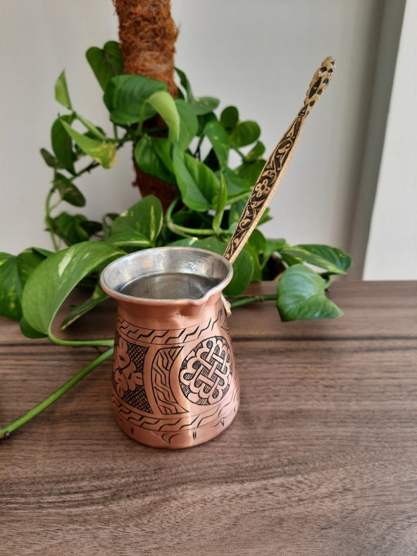 Morya Bakır Cezve Kalın İşlemeli 250 ml - Resim 2