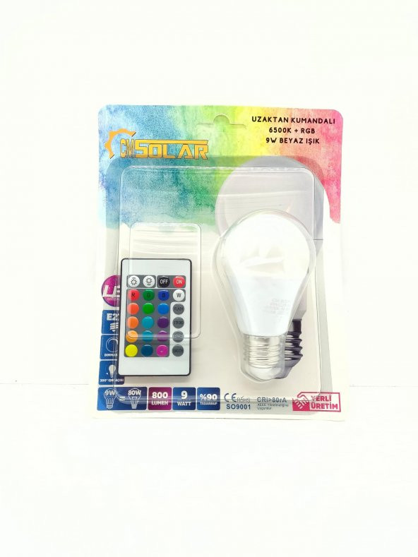 CMSOLAR 9W LED RGB E27 DUY AMPUL ürün görseli 1