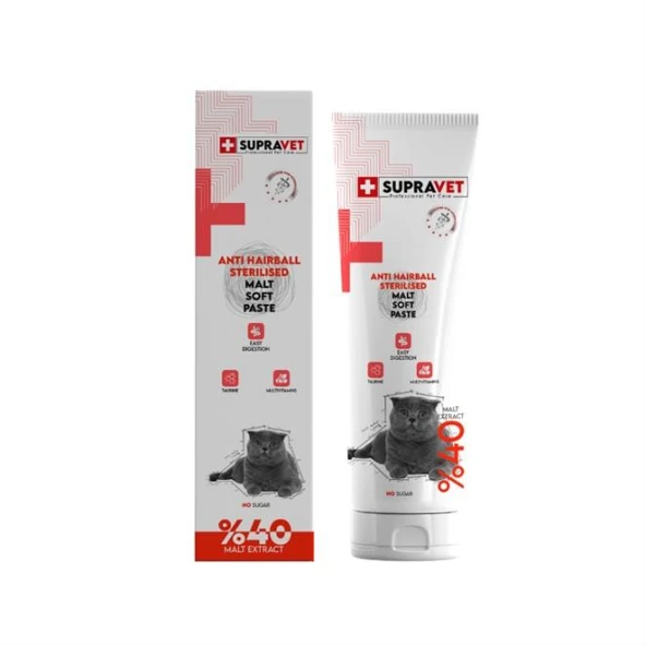 Supravet Anti Hairball Kısırlaştırılmış Kediler için Malt Macun 100 Gr ürün görseli 1