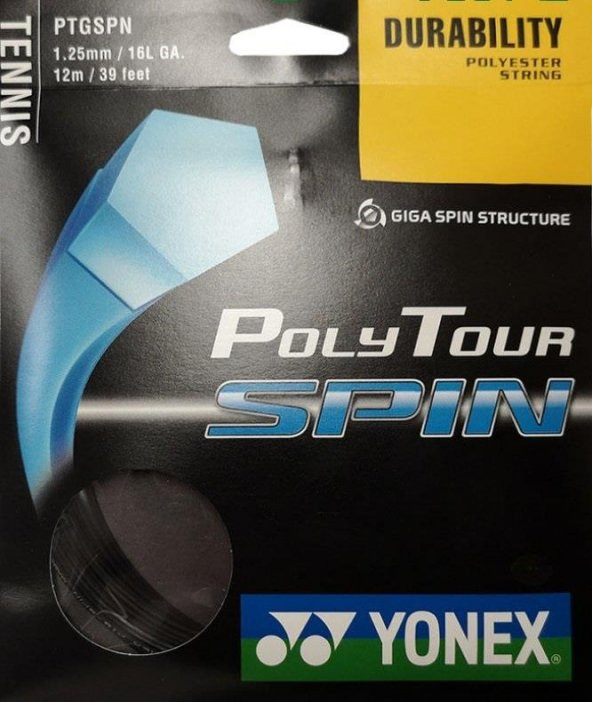 YONEX POLY TOUR SPIN SİYAH RULO TENİS KORDAJI ürün görseli 1