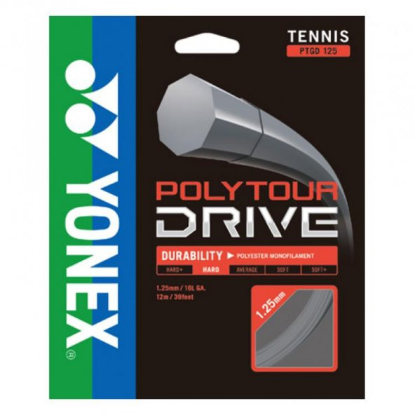 YONEX POLY TOUR DRIVE 1.25 (12m) TENİS KORDAJI Gri ürün görseli 1