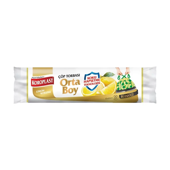 KOROPLAST BÜZGÜLÜ LİMONLU-LAVANTALI ORTA BOY ÇÖP TORBASI 55x60 ürün görseli 1