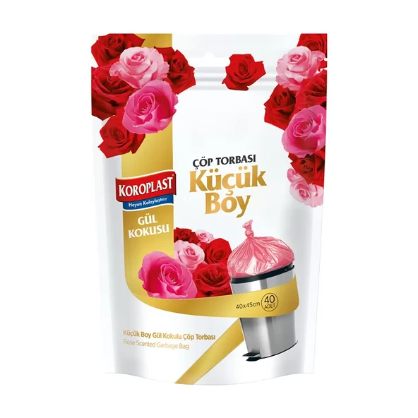 KOROPLAST PREMİUM GÜL KOKULU MİNİ BOY ÇÖP TORBASI 40x50cm ürün görseli 1