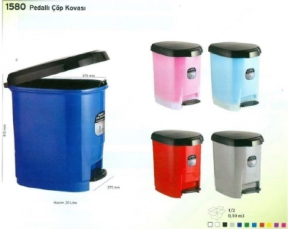 ARK 1380 PEDALLI ÇÖP KOVASI 9lt KIRMIZI ürün görseli 1