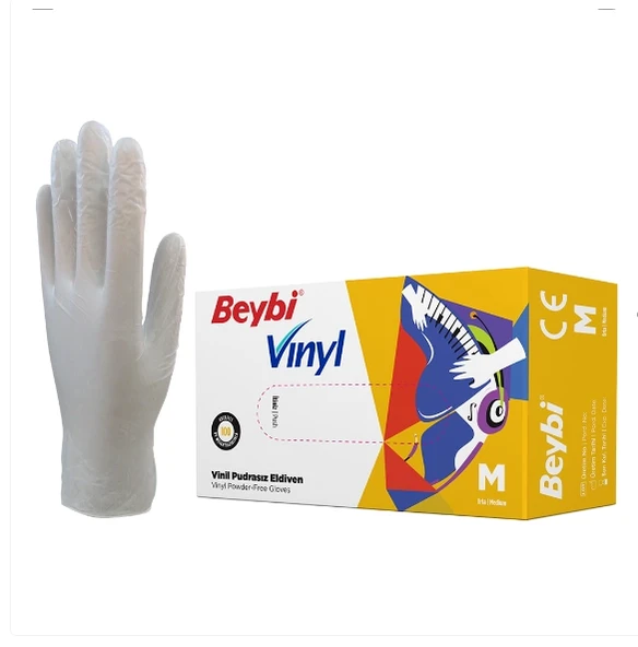 Beybi Vinil Şeffaf Muayene Eldiveni Pudrasız ( M ) 1 Kutu ürün görseli 1