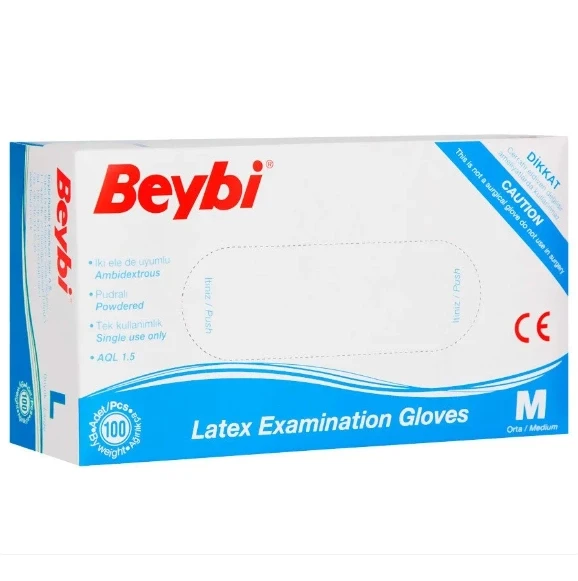 Beybi Lateks Muayene Eldiveni Pudralı ( M ) 20 Kutu ürün görseli 1