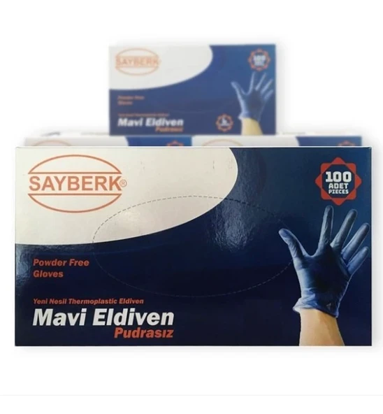Yeni Nesil Hibrit Pudrasız Mavi Eldiven ( S ) 100 Adet ürün görseli 1