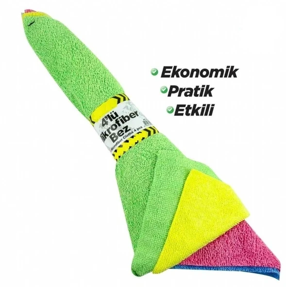 Mikrofiber Bez 25x25 cm ( 4'lü Bağ x 25 Paket ) ürün görseli 1