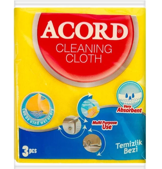 Acord 3'lü Temizlik Bezi 35x38 cm (1 Paket) ürün görseli 1