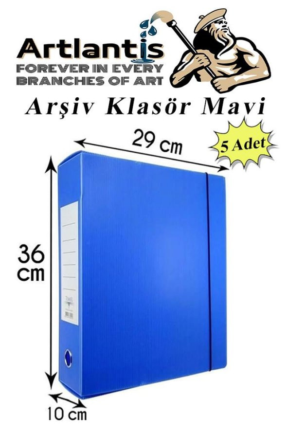 Mavi Arşiv Ve Proje Kutusu 29x36x10cm 5 Adet Arşiv Klasörü Lastikli Plastik Arşiv Klasörü Büro Okul Sınıf ürün görseli 1