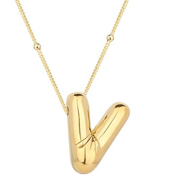 Gümüş Gold Balon V Harfi Kadın Kolye ürün görseli 1