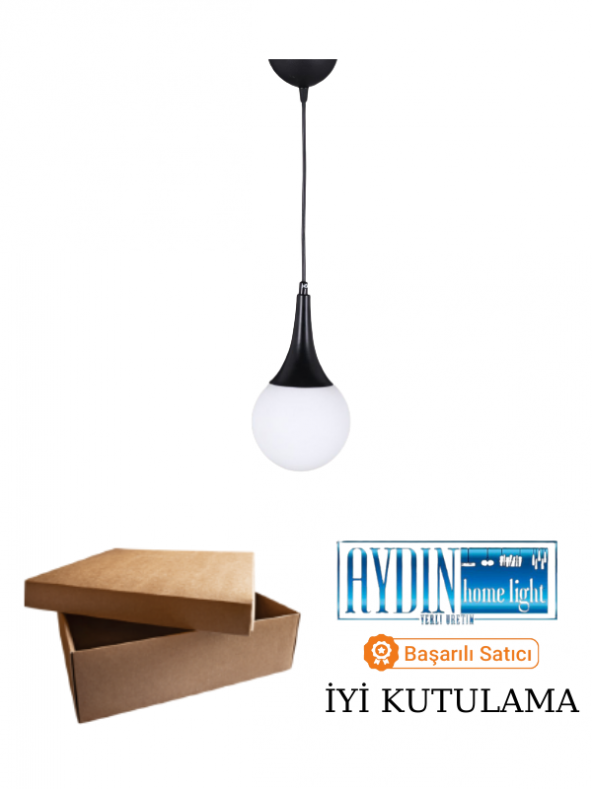 DAMLA TEKLİ SİYAH SARKIT AVİZE - Resim 3