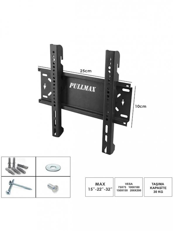 Pullmax 32'' 82 Ekran  sabit Tv Askı Aparatı - Resim 2