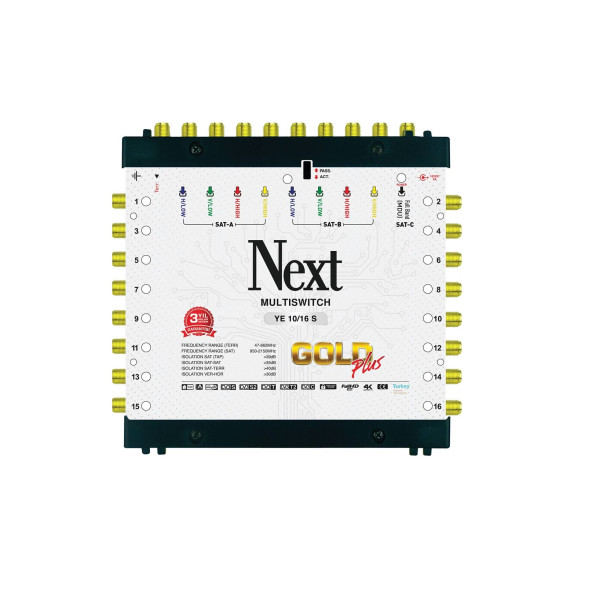 NEXT NEXTSTAR Next 10/16 Hybrid Sonlu Kaskadlı Uydu Santrali 3 Yıl Garanti Adaptör Hediye ürün görseli 1
