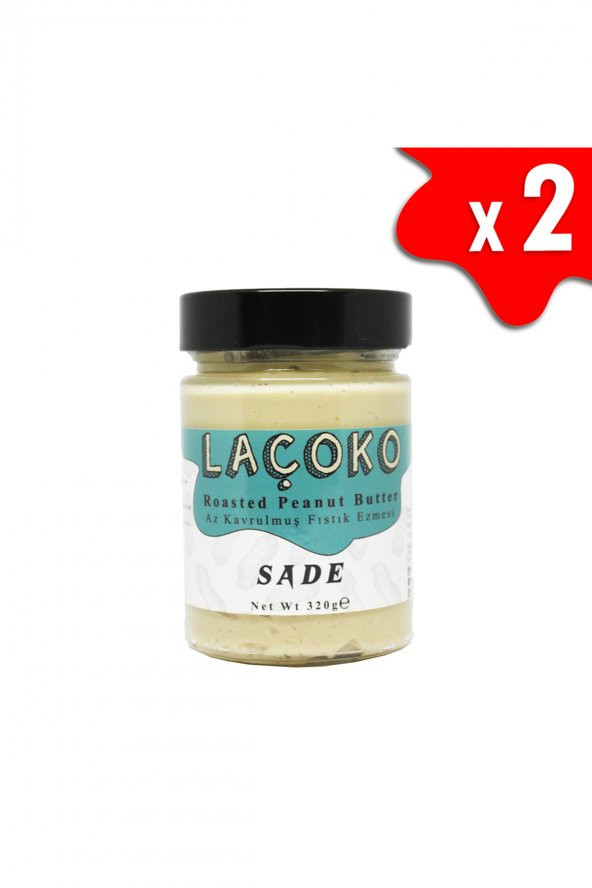 Laçoko Şekersiz Katkısız Glutensiz Vegan Doğal Az Kavrulmuş Çiğ Yer Fıstığı Ezmesi 2 x 320 G ürün görseli 1