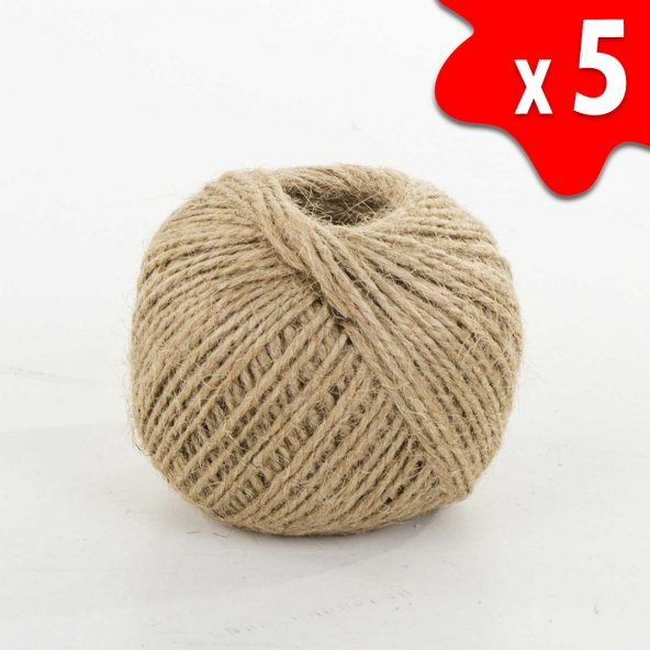 JUT DEKORATİF 5 TOP – 100 Metre 100 Gram ÇUVAL HASIR HALAT İPİ ürün görseli 1