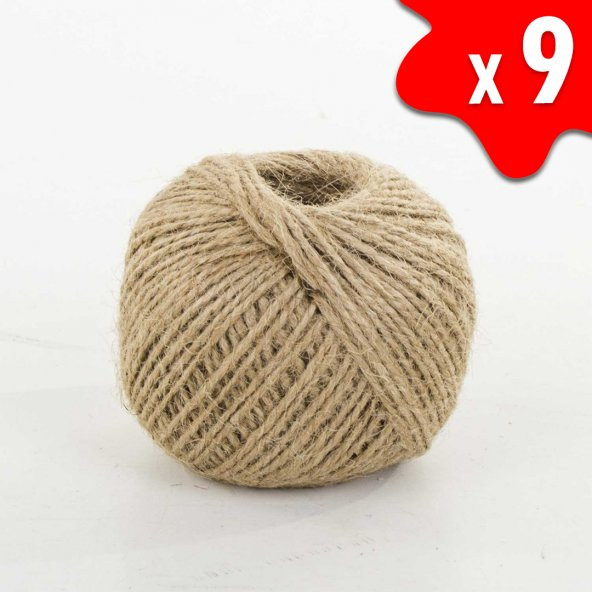 JUT DEKORATİF 9 TOP – 100 Metre 100 Gram ÇUVAL HASIR HALAT İPİ ürün görseli 1