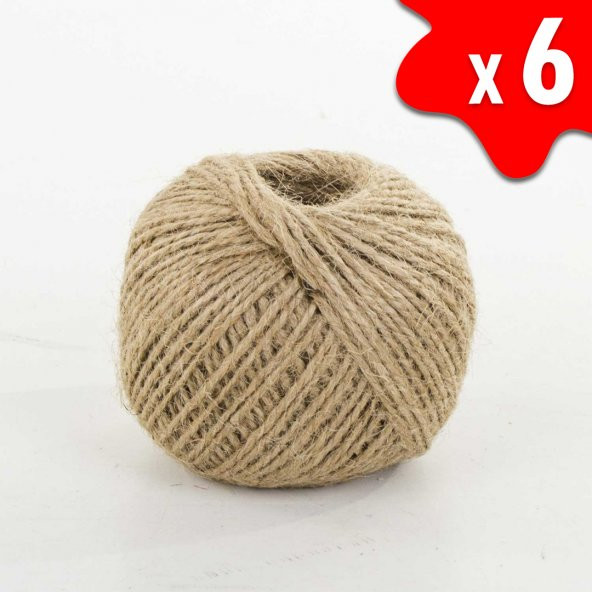 JUT DEKORATİF 6 TOP – 100 Metre 100 Gram ÇUVAL HASIR HALAT İPİ ürün görseli 1