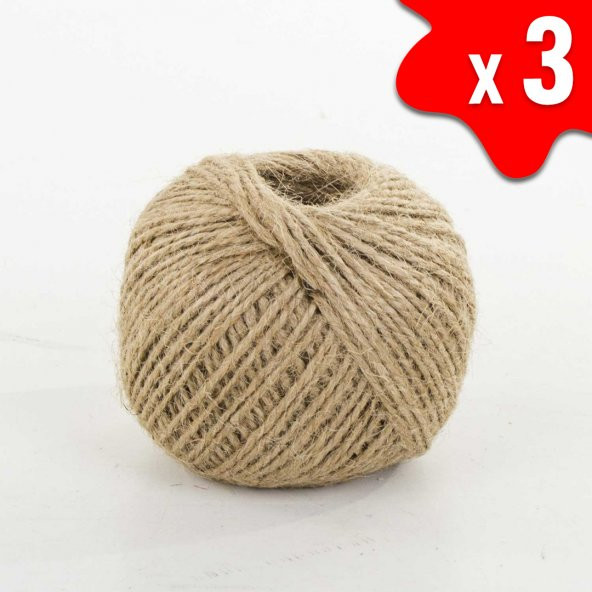 JUT DEKORATİF 3 TOP – 100 Metre 100 Gram ÇUVAL HASIR HALAT İPİ ürün görseli 1