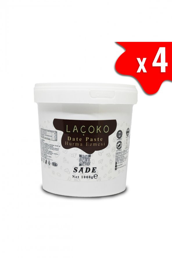 LAÇOKO 4 KG Kova  Katkısız Vegan Doğal Hurma Ezmesi  Hurma Dolgusu Hurma Püresi ürün görseli 1