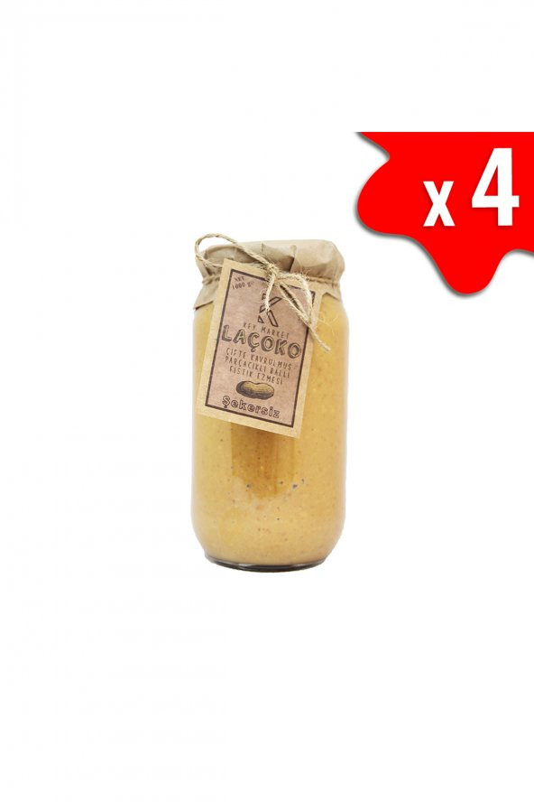 Laçoko Çifte Kavrulmuş Parçacıklı Fıstık Ezmesi 4 x 1 KG ürün görseli 1