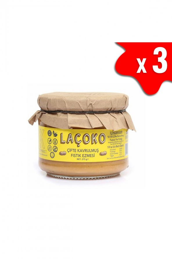 Laçoko Doğal Çifte Kavrulmuş Yer Fıstığı Ezmesi 825 G ürün görseli 1