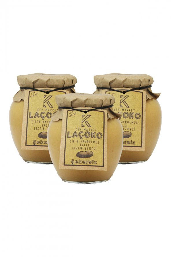 Laçoko Doğal Çifte Kavrulmuş Ballı Yer Fıstığı Ezmesi 3 x 350 G ürün görseli 1