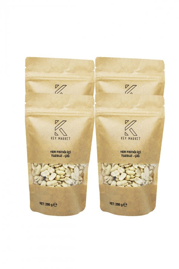 Key Market Az Kavrulmuş Soyulmuş Tuzsuz Doğal Az Kavrulmuş Yer Fıstığı 4 x 250 G ürün görseli 1