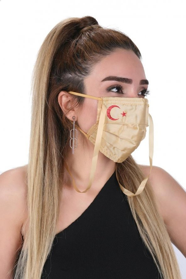 Gümüş İyonlu Boyundan Askılı Yıkanabilir Baskılı Maske A-1K - Bayraklı ürün görseli 1