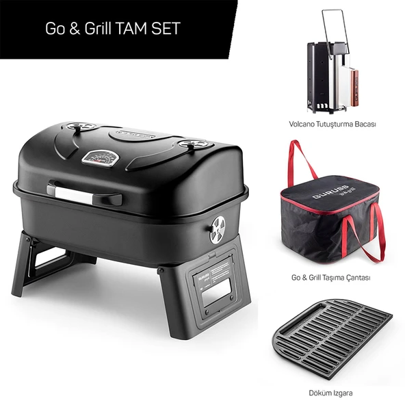 Guruss Go & Grill Mangal Barbekü Tam Set Siyah ürün görseli 1