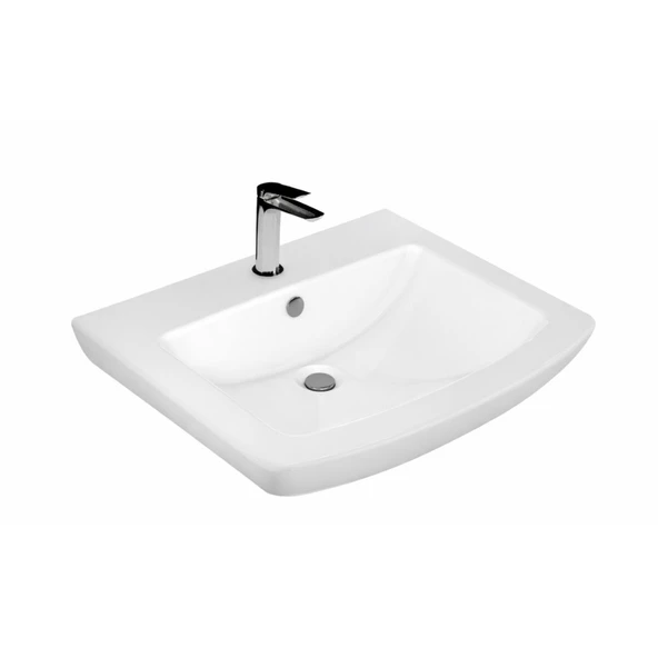 Turavit Plaza Batarya Delikli Beyaz Lavabo 60x48 Cm PLZ1701 ürün görseli 1