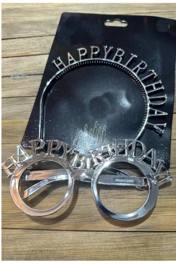 Beysüs Happy Birthday Tac Gözlük Set Gümüş ürün görseli 1