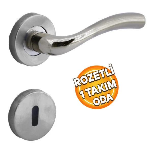 Dolunay Daire Rozetli Oda Kapı Kolu Nikel İnox Paslanmaz Sağa ve Sola Uygun (1 TAKIM) ürün görseli 1
