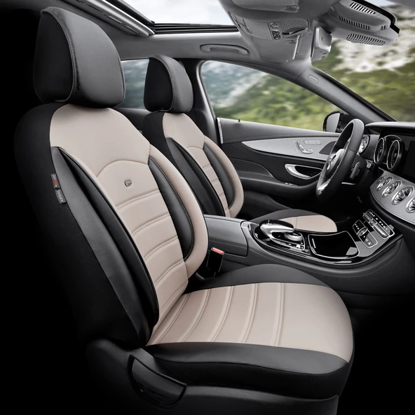 Otom Inspire Design Universal Seat Cover  Bej-Siyah ürün görseli 1