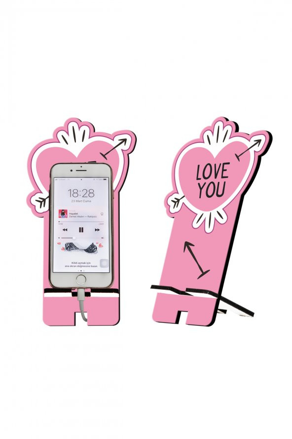 Love You Tasarım Ahşap Telefon Standı ürün görseli 1