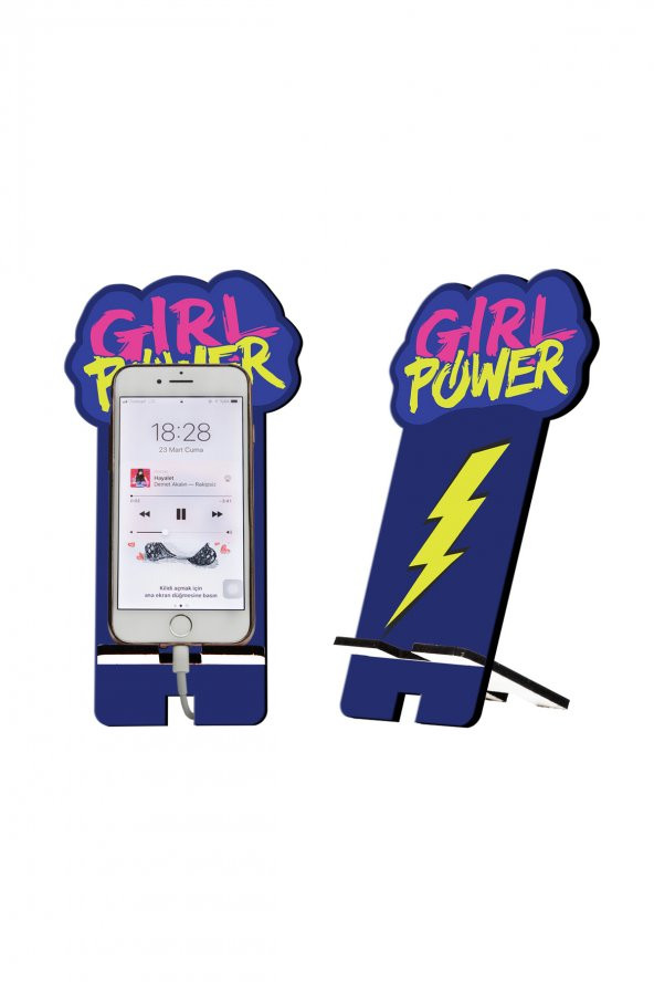 Girl Power Tasarım Ahşap Telefon Standı ürün görseli 1