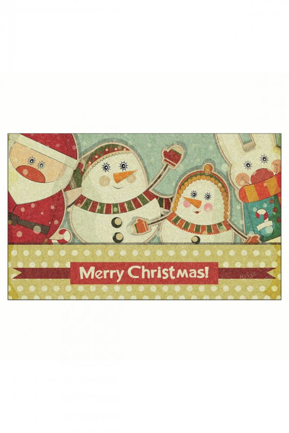 Yılbaşı Hoşgeldiniz Noel Baba Tasarım Kapı Önü ve Ev İçi Paspas 45x75 cm ürün görseli 1