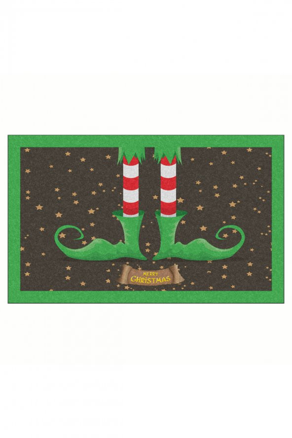 Yılbaşı Merry Christmas Kostüm Tasarım Kapı Önü ve Ev İçi Paspas 45x75 cm ürün görseli 1