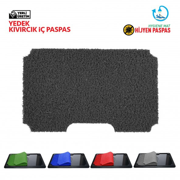 Yedek İç Kıvırcık Paspas - Gri - Dezenfektan Havuzlu Kıvırcık Kapı Önü Hijyen Paspas 45x70 cm ürün görseli 1