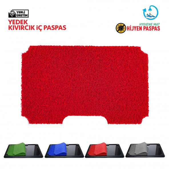 Yedek İç Kıvırcık Paspas - Kırmızı - Dezenfektan Havuzlu Kıvırcık Kapı Önü Hijyen Paspas 45x70 cm ürün görseli 1
