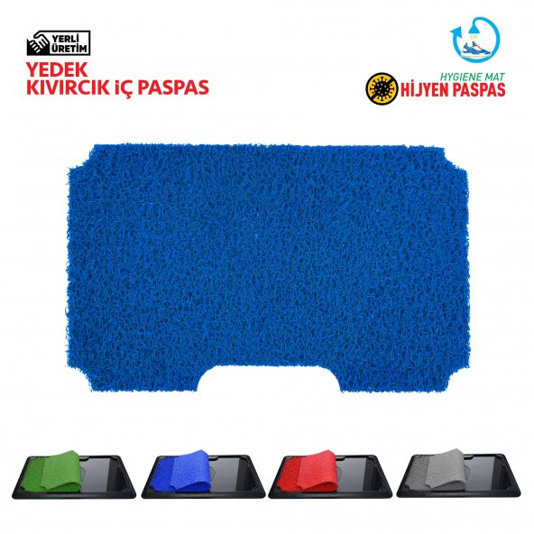 Yedek İç Kıvırcık Paspas - Mavi - Dezenfektan Havuzlu Kıvırcık Kapı Önü Hijyen Paspas 45x70 cm ürün görseli 1