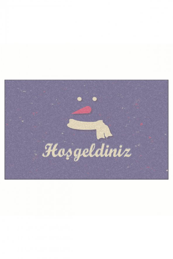 Yılbaşı Hoşgeldiniz Kardan Adam Tasarım Kapı Önü ve Ev İçi Paspas 45x75 cm ürün görseli 1