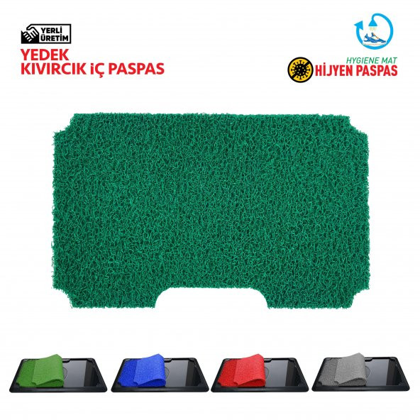 Yedek İç Kıvırcık Paspas - Yeşil - Dezenfektan Havuzlu Kıvırcık Kapı Önü Hijyen Paspas 45x70 cm ürün görseli 1