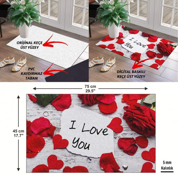 Sosyal Mesafe Uyarı Kapı Önü ve Ev İçi Paspas 45x75 cm ürün görseli 1