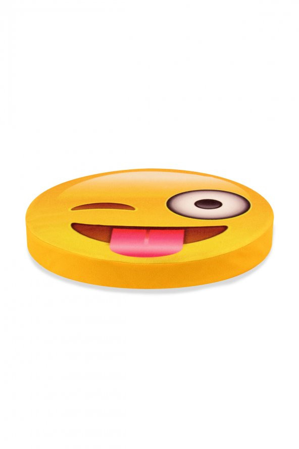 Şımarık Emoji Tasarım Daire Yastık Minder 40x40x5 cm ürün görseli 1