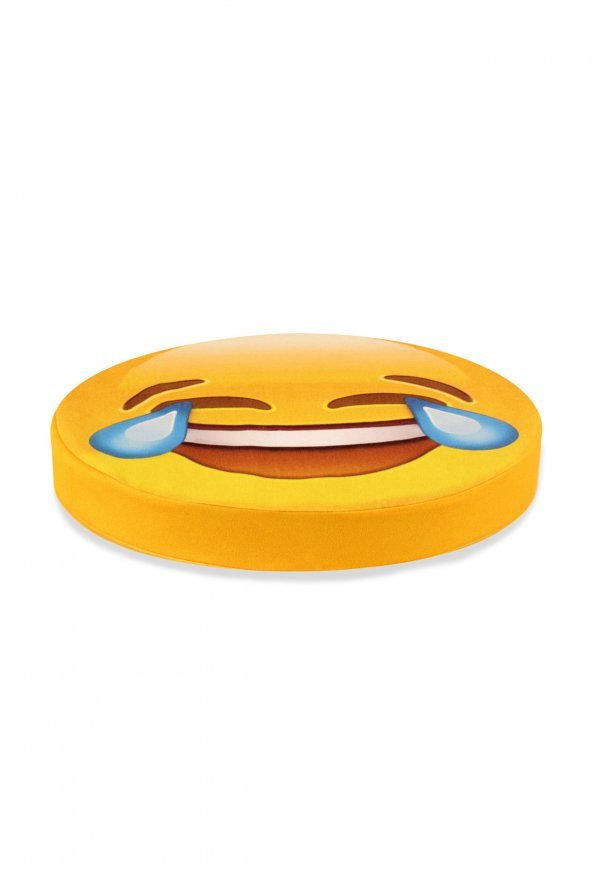 Çok Mutlu Emoji Tasarım Daire Yastık Minder 40x40x5 cm ürün görseli 1